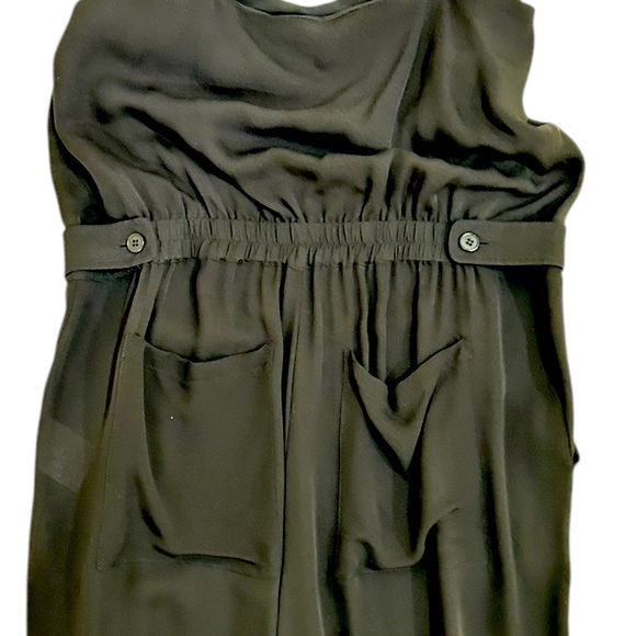 Theory 100% silk Black Jumpsuit jogger cuffs spaghetti straps front pockets sz 4 - Picture 7 of 11